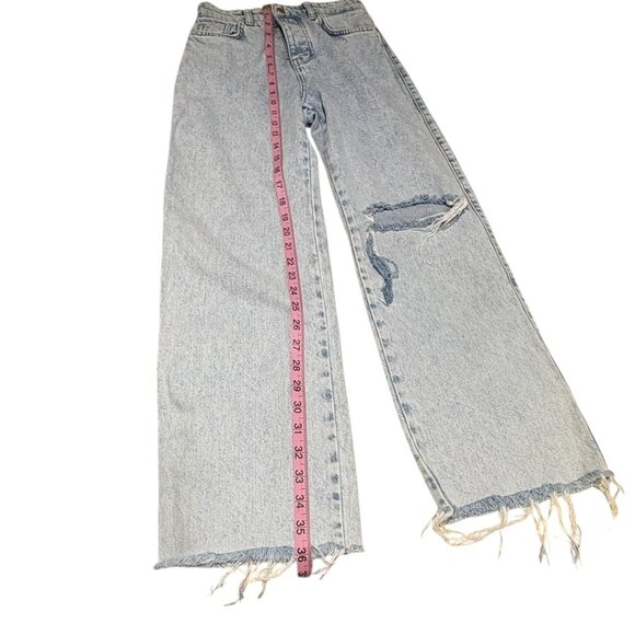 Zara Straight Leg Raw Hem Button Fly Jeans Size 0 - Picture 5 of 12